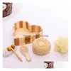 목욕 브러시, 스폰지 스크러버 6pcs 프로모션 목재 하트 모양 선물 상자 목욕 액세서리 Sisal Sponge/ Comb Wooden/ Mas 브러시/ 스파 OTGXG