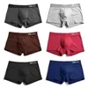 6PCSLOT MENS underkläder Boxer Högkvalitativa bomullstromsar Solid Color Breattable Shorts Sexig röd storlek M3XL 231225