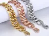 Bracelets for Men Rose Gold Silver Color Courb Cuban Link Link Link Bracelet en acier inoxydable Bijoux Bijoux Cadeaux 14 mm HKBM252475617