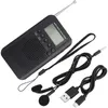 Kontakter AM FM Digital Radio Dual Band Stereo Radio Digital Tuning Radio Mini Portable Pocket LCD Screen Radio med hörlurar