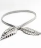 gold silvery leaf shape Wedding designer Elastic belts for women girlStretch Skinny Waist Belt Cummerbunds metal female belt8913075