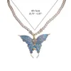 Chains Vintage Big Butterfly Pendant Necklace Elegant Pearl Chain Choker Necklaces Gift