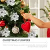 Декоративные цветы, 26 шт., рождественские украшения, золотой цветочный венок, аксессуары, набор из 26 предметов, ткань пуансеттия, искусственный Рождество