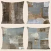 Pillow Blue-gray-yellow Abstract Art Cover Gallery Modern Decorative Thickened Flannel Sofa 45x45cm