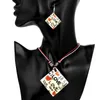 Halskette Ohrringe Set MINHIN Luxus Shell Sets Für Frauen Multi Farben Pfau Blumen Design Geometrische Anhänger Hochzeit Schmuck