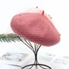 Berets 2023 Wool Beret Women's Autumn And Winter Mesh British Retro Lace Small Hat Painter Fashion Warm Turbante Mujer