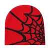 Berets malha beanie chapéus para mulheres e homens outono inverno acrílico aranha web design cores contrastantes tampa de cobertura em