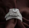 Whole real fine princess cut 14kt white gold filled full topaz Gem simulated diamond Women Wedding Engagement ring5849681