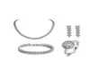 New 925 Sterling Silver Jewelry Sets Engagement Wedding for Brides Ring Earrings Bracelet Necklace N0016902417