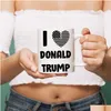 Tazze I Love Donald Trump Flag Heart Design Tazza divertente - Tazze da caffè da 11 Oz Vendita all'ingrosso via mare Ss0412 Drop Delivery Home Garden Kitchen, Di Ots64