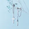 Dangle Earrings MloveAcc Classic Real 925 Sterling Silver Cross Drop Trendy Tassel Chain For Women Party Vintage Accessories Gift