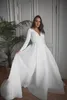 A-line Plus Size Wedding Dress with Court Train Long Sleeves Bridal Gowns DL-10005