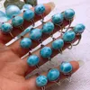 Cluster Rings LOOSE BEADS S925 Larimar Ring Wholesale For DIY Jewelry One Size