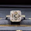 Simple And Classic Wedding Ring For Women Luxury Crystal Square Cubic Zirconia Engagement Bands Eternity Jewelry