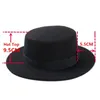 Brand Wool Boater Flat Top Hat For Women's Felt Wide Brim Fedora Hat Laday Prok Pie Chapeu de Feltro Bowler Gambler Top Hat 231225