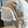 Bérets en daim cuir hiver seau chapeau pour femmes en plein air oreillettes épaisseur chaude fourrure intérieure douce Chamois crâne mode hommes