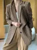 Manteaux de mode coréenne Chic et élégant pour femme, veste d'automne au bureau, décontractée, ceinture à carreaux, Blazer surdimensionné, vêtements pour femmes 231225