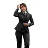 Formalny kombinezon 3 -częściowy odzież robocza Burgundowe spodnie Blazer Ustaw podwójne piersi kamizelki Lady Suits 231225