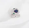 Modeontwerper Green Eyed witgouden ringen 18K vergulde set met diamanten Creatieve persoonlijkheid Open ring Gift3200411