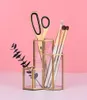 Glass Copper Hexagon Composite Pen Holder Makeup Brush Glass Storage Box Multifunction Desktop Organizer Office Accessories6763378