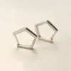 Hoop Earrings Simple Geometry Little For Women OL Mini Zircon Silver Color Allergy Daily Fashion Jewelry KAE326