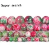 Natural Stone Peach Green-White Red Chalcedon Loose Beads 6 8 10 MM Pick Size For Smycken Making Women's Armband Halsband2404