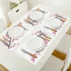 Japanese Cherry Blossom Pattern Table Mat Kitchen Decoration Placemat Napkin For Wedding Dining Accessories 231225