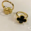Pierścienie zespołowe klasyczne 18K złoty plated love ring Designer for woman para pierścionki cztery liściowe pierścionki koniczyny biżuterii mężczyzna na obrączkę