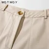 WOTWOY taille haute pantalon en cuir droit femmes fermeture éclair décontracté polaire PU cuir pantalon femme noir blanc automne pantalon 231226