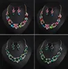 Frauen Bunte Blumen Braut Schmuck Sets Hochzeit Bib Halsband Kette Halskette Ohrringe Cocktail Party Kostüm Kristall Schmuck7023151