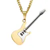 Pendentif Colliers Élégant 53MM En Acier Inoxydable Or Noir Argent Couleur Guitare Collier Bijoux Cadeau Pour Hommes Music Enthusiast299o