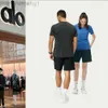 Ontwerper Alos Yoga Al T-shirt AloRunning Sporttop Unisex 2023 Zomer Ijszijde T-shirt met korte mouwen Dun ademend fitnesspak