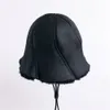 Winter Women's 100% Shearling Wool Bucket Hat Top Caps Lamb Fur Trapper Russian Ski Hats Real Leather Fedoras 231225