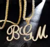 Hip Hop nom personnalisé nouveau CURSIVE cubique zircone Bling combinaison mots glacé chaîne pendentifs colliers pour hommes bijoux 1342589