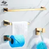 Badrumsmaskinvara Set Gold Polish Bathrobe Hook Thandduk Rail Bar Rack Bar Shelf Tissue Paper Holder Badrumstillbehör C10202287