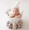 Haarschmuck Born Pography Requisiten Bommelmütze gestrickt Baby Mädchen Junge Bommel Fotoshooting Motorhaube