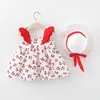 Robes d'été pour filles, Version coréenne, imprimé à pois, ailes de princesse, chapeau de soleil de plage pour bébé de 0 à 3 ans, 2024