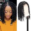 Kalyss 14" Short Knotless Box Braided Wigs for Women Butterfly Bob Full Double Lace Braid with Baby Hair Front Cornrow 231226