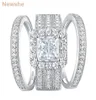 She Anelli di nozze per le donne Anello di fidanzamento in argento sterling massiccio 925 Set da sposa Perfetto taglio principessa AAAAA Gioielli con zirconi 2202126194326