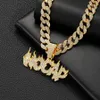 Hip Hop Fire Letter Hanger Ketting Heren Nieuwe mode Cubaanse punk metalen hanger Ketting Mode steentjes vol diamanten feestsieraden cadeau