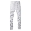 Jeans de diseñador Jeans de marca púrpura High Street White 9024 Jeans para hombres Jeans de marca de moda Jeans morados