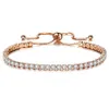 Nova pulseira de tênis redonda para mulheres rosa ouro prata cor zircônia cúbica charme pulseiras pulseiras femme casamento jóias2399