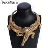 ZiccoWong Exaggerated Halloween Necklace Rhinestone Noble Crocodile Necklaces Choker Statement Jewelry Animal Collier Y200918287C