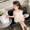 Ensembles de vêtements 2023 Été Bébé Filles Princesse Dentelle Tops Shorts Enfants Plage Vacances Costume Enfants Vêtements Tenues 2-8 ans