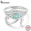 Bracelets Bamoer Sterling Sier Blue Opale Lucky Eye of Horus Ring Pave Setting CZ pour les femmes d'anniversaire Gift Fine Bijoux BSR403