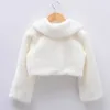 Jackets Kids Girls Princess Thicken Plush Jacket Crop Wraps Shawl Flower Long Sleeves Warm Cape Wedding Birthday Party Coat