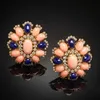 Gorgeous Flower Crystal Coral Color Stone Earring Studs Charms Accessories Dark Blue Ornament Female Large Earrings Z5X569 Stud283v