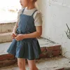 Conjuntos de roupas meninas roupa verão crianças casuais para denim suspender t-skirt shorts crianças bebê menina saia