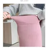 Jupe tricotée pour femmes enceintes à la mode d'hiver, longue, ample, ourlet mince, jupes de ventre de maternité, jupe droite de grossesse, noir rose 231226