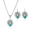 Ensemble collier et boucles d'oreilles pour femmes, pendentif turquoise multi-style et belle forme de cœur papillon